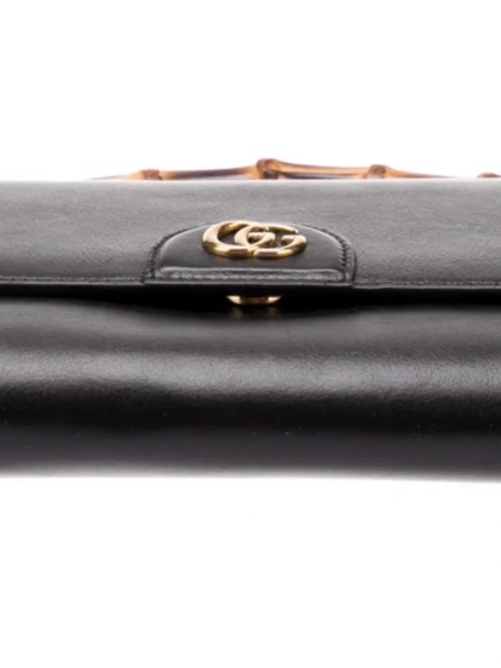 Gucci Black Leather Clutch with Bamboo Top Handle and Gold Chain - Picture 5 of 6